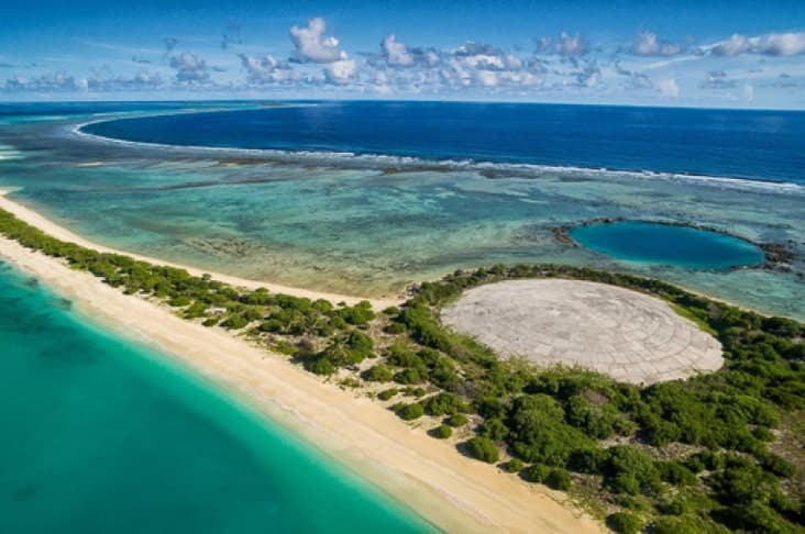 The Runit Dome on Enewetak Atoll seen from above