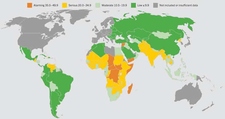 Map of the world’s hungriest countries
