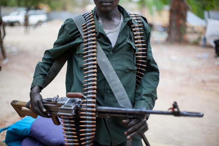 An armed soldier in South Sudan